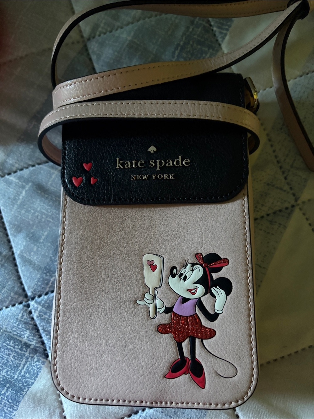 kate spade Pink and Black Minnie Mouse Crossbody Phone Bag